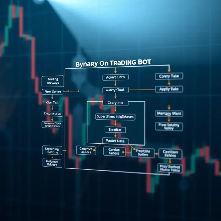 Diagram illustrating the architecture of a binary options trading bot with algorithmic decision pathways and market data inputs