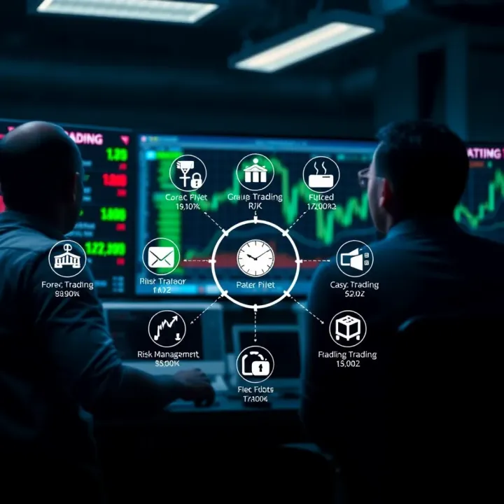 Diagram showing Kenyan forex traders using digital trading platforms with risk management icons