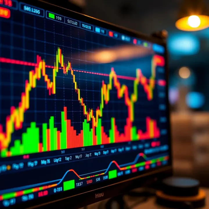 Forex Currency Pair Fluctuations Illustrated Graph showing forex currency pair fluctuations on digital screen