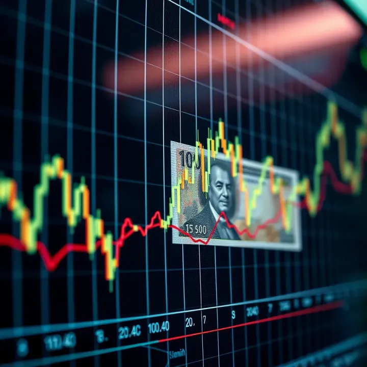 Graph showing currency exchange rate fluctuations with Kenyan shilling highlighted