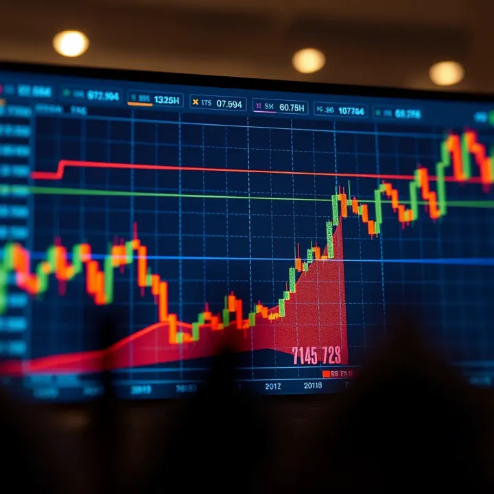 Graph illustrating binary trade options with upward and downward trends