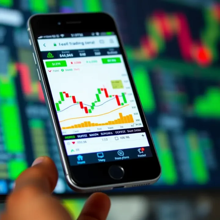Mobile phone displaying forex trading charts and market analysis in Kenya