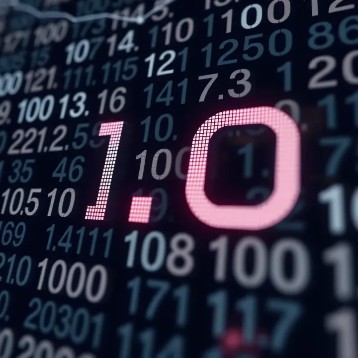 Illustration of decimal numbers transforming into binary digits showing conversion concept