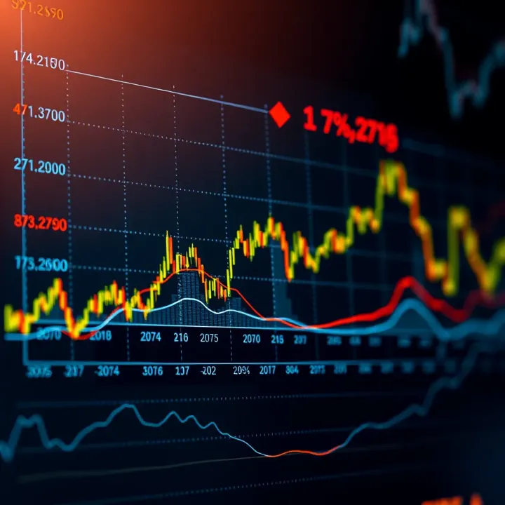 Graph showing currency exchange rate fluctuations over time