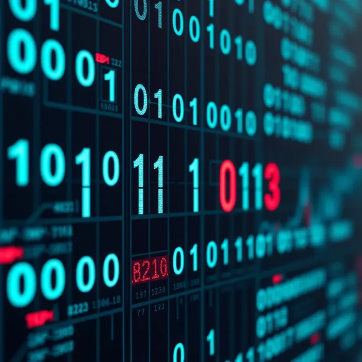 Visualization of digital data encoded in binary format representing modern computing technology