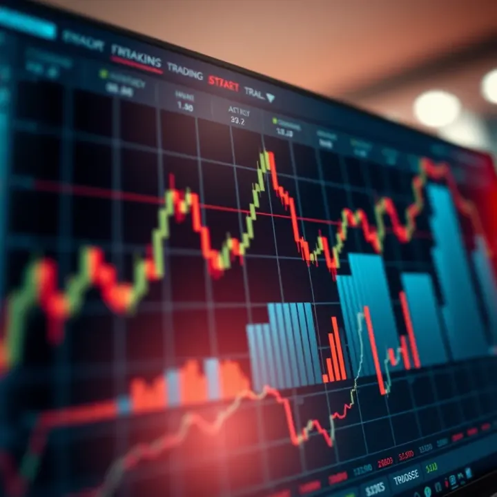Graph showing financial market trends with upward and downward movements