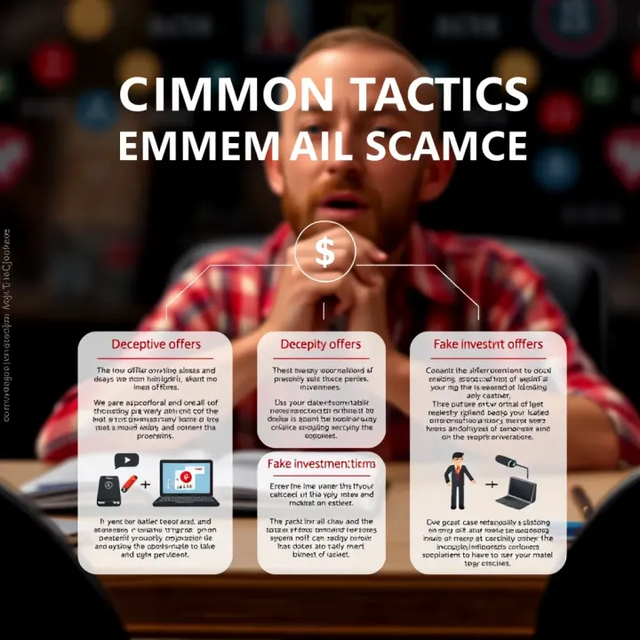 Diagram illustrating common tactics used in binary scams including deceptive offers and fake investment platforms