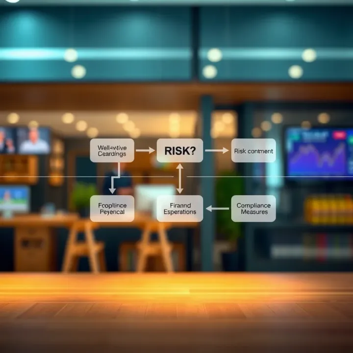 Diagram showing the flow of risk identification and compliance measures within a business environment