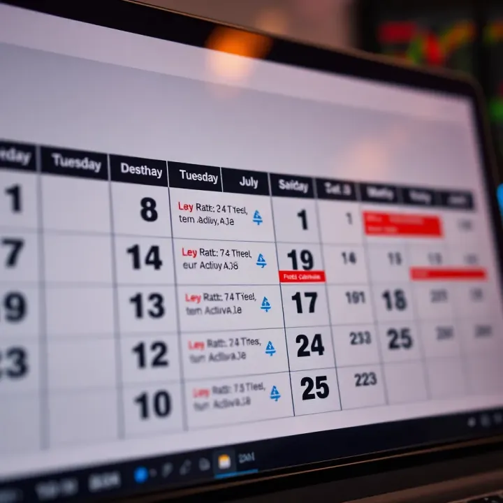 Economic calendar highlighting important forex trading dates in Kenya