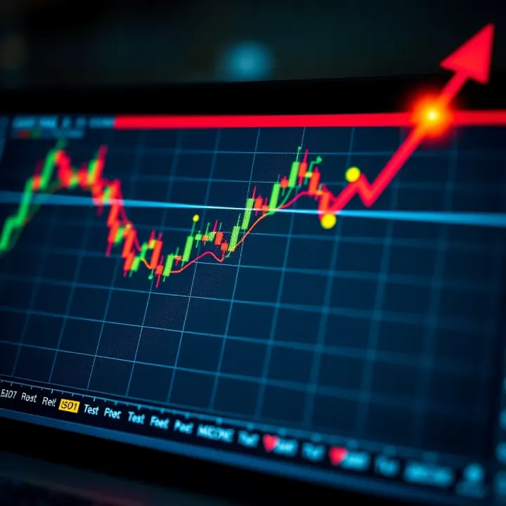 Graph showing upward and downward trends in forex binary options trading