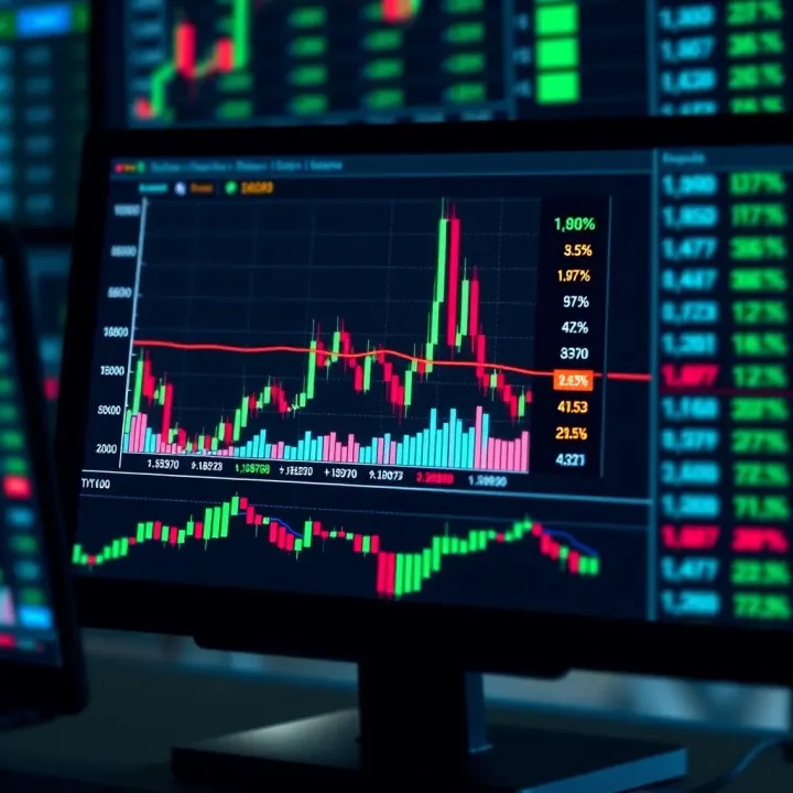 Illustration of common forex chart patterns such as head and shoulders, double top, and triangles on a candlestick chart