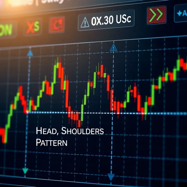 Chart showing a classic forex head and shoulders pattern indicating potential market reversal