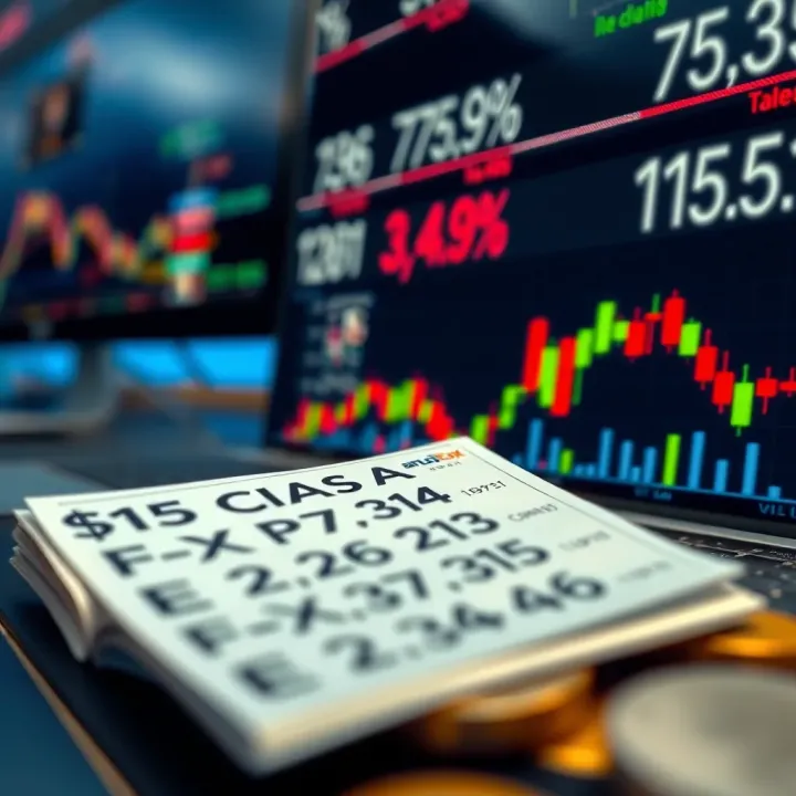 Illustration showing currency pairs and exchange rates in forex trading