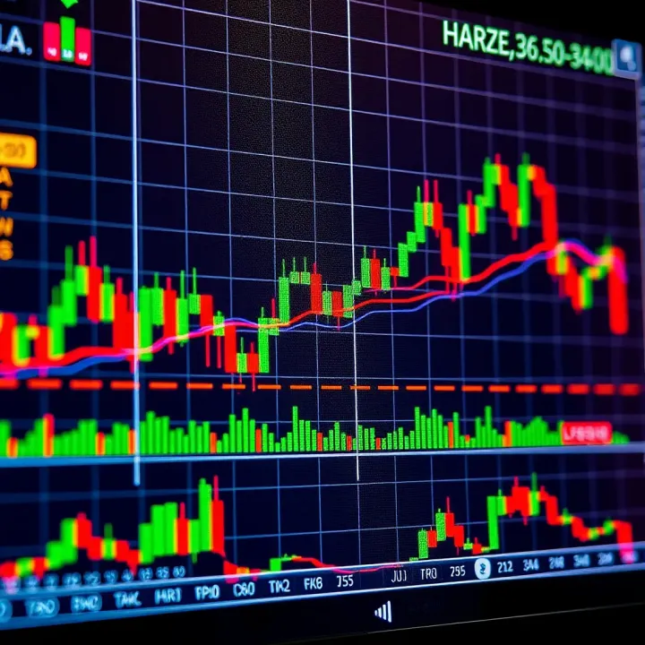 A detailed forex candlestick chart displaying price movements over multiple time frames with technical indicators
