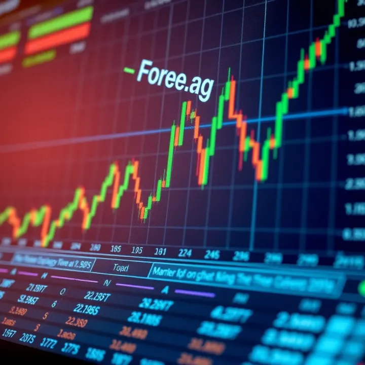 Graph showing currency exchange rate fluctuations with financial charts
