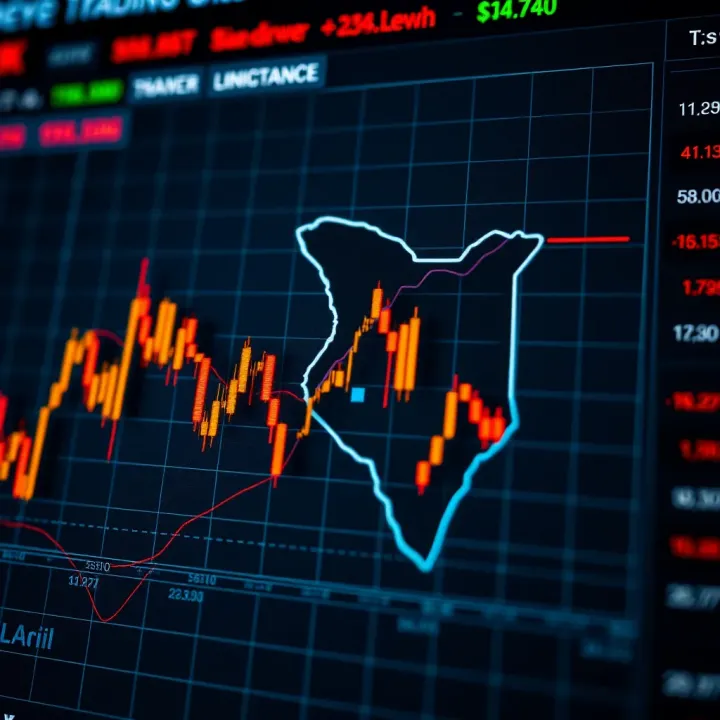 Currency Value Fluctuations and Forex Insights in Kenya Graph illustrating currency value fluctuations with map of Kenya highlighting forex activity