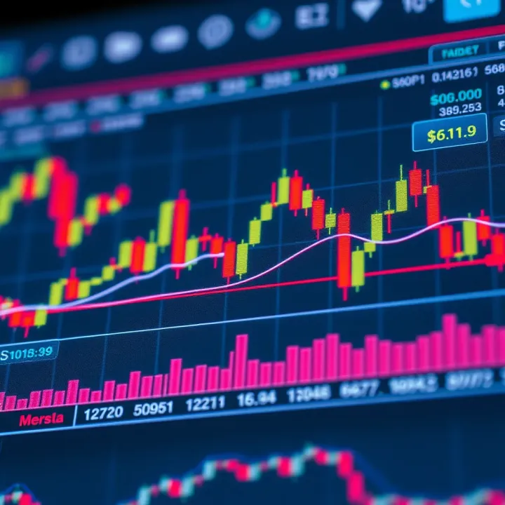Visual representation of currency pairs fluctuations on a global forex market chart