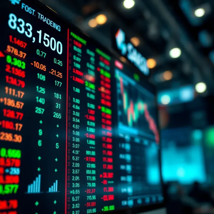 Global currency exchange market showcasing various currency symbols and digital graphs