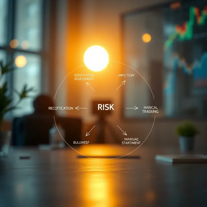 Diagram illustrating the risk management cycle including identification, assessment, and mitigation steps