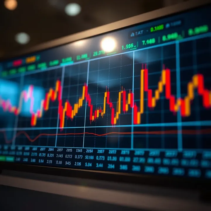 Graph showing algorithm-driven trades and currency pair fluctuations